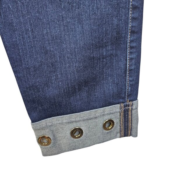 White House Black Market Grommet Hem The Straight Crop Jeans Mid Rise Size 6 - Picture 7 of 9